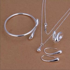 Silver Water Drop Jewelry Set